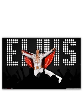 Ahşap Tablo Elvis Presley Sahnede Beyaz Elbise Ve Pelerinli