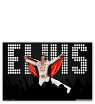 Ahşap Tablo Elvis Presley Sahnede Beyaz Elbise Ve Pelerinli
