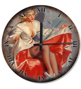 Kırmızı Elbiseli Gil Elvgren Analog Duvar Saati