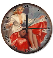 Kırmızı Elbiseli Gil Elvgren Analog Duvar Saati