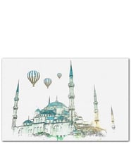 Ahşap Tablo Sultanahmet Camii Ve Sıcak Hava Balonları