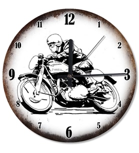 Vintage Motosikletli Afiş Tasarım Duvar Saati