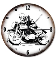 Vintage Motosikletli Afiş Tasarım Duvar Saati
