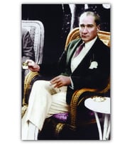 Ahşap Tablo Mustafa Kemal Atatürk Kahve İçerken
