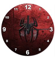Metal Zeminde Örümcek Adam Logo Tasarım Duvar Saati