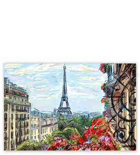 Ahşap Tablo Balkondan Paris Eyfel Manzarası Artwork