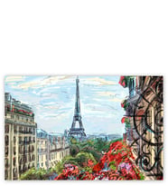 Ahşap Tablo Balkondan Paris Eyfel Manzarası Artwork