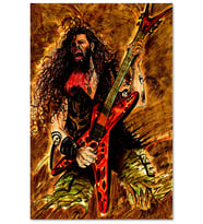 Ahşap Tablo Dimebag Darrell Elektrogitar Agresif Çizim