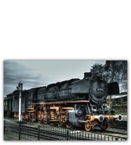 Ahşap Tablo Nostaljik Kara Tren Görseli