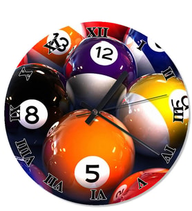 Bilardo Topları Temalı Duvar Saati