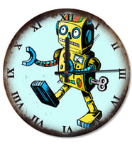 Retro Oyuncak Robot Baskılı Duvar Saati
