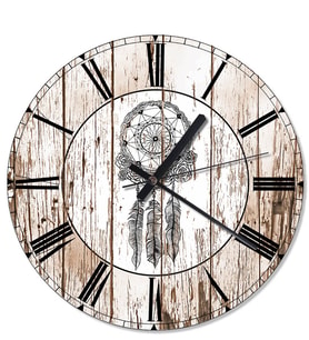 Çiçekli Dreamcatcher Desenli Duvar Saati