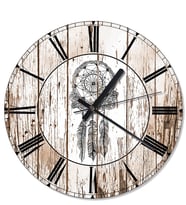 Çiçekli Dreamcatcher Desenli Duvar Saati