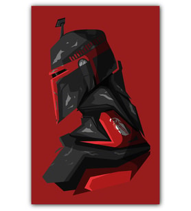 Ahşap Tablo Star Wars Kırmızı Zeminde Kask