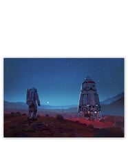 Ahşap Tablo Mars Uzay Kapsülü Ve Astronot