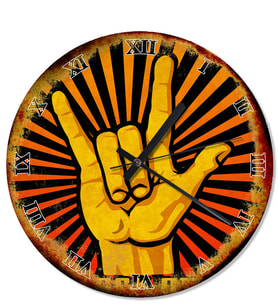 Eski Zeminde Rock And Roll Devil's Horn Duvar Saati