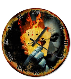 Joker Ve Yanan Aslar Tasarım Duvar Saati