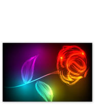 Ahşap Tablo Neon Işıklarda Kırmızı Gül