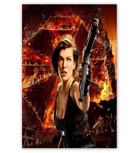 Ahşap Tablo Resident Evil Milla Jovovich Uzi