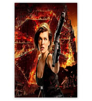 Ahşap Tablo Resident Evil Milla Jovovich Uzi