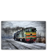 Ahşap Tablo Nostaljik Elektrikli Renkli Tren