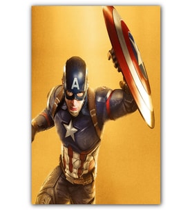 Ahşap Tablo Captain America Sarı Zemin