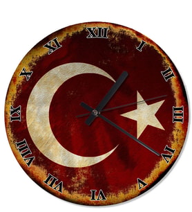 Ay Yıldız Bayrak Retro Duvar Saati