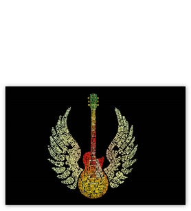 Ahşap Tablo Gitar Melek Kanatları Ve Şarkı Sözleri