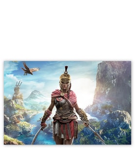 Ahşap Tablo Assassins Creed Kadın Suikastçi Nehir Ve Dağlar