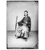 Ahşap Tablo Samuray Siyah Beyaz