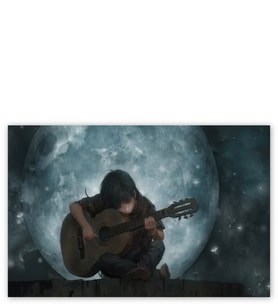 Ahşap Tablo Dolunay Çocuk Klasik Gitar