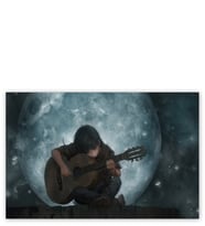 Ahşap Tablo Dolunay Çocuk Klasik Gitar