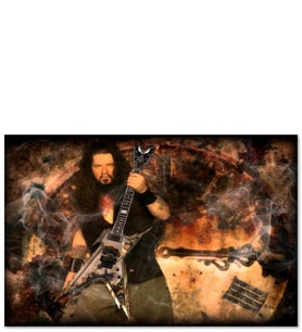 Ahşap Tablo Dimebag Darrell Gitarı Ve Arkaplanda Dev Saat