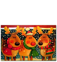 Ahşap Tablo Noel Babanın Geyikleri Atkılı Ve Bereli