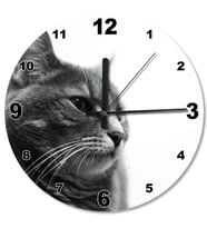 Düşünen Kedi Ahşap Duvar Saati