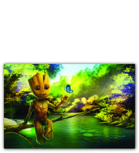 Ahşap Tablo Doğada Baby Groot Görseli