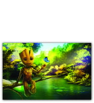 Ahşap Tablo Doğada Baby Groot Görseli