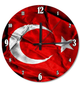 Dalgalanan Türk Bayrağı Dekoratif Duvar Saati