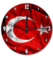 Dalgalanan Türk Bayrağı Dekoratif Duvar Saati