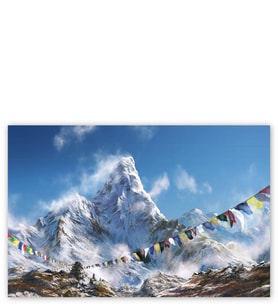 Ahşap Tablo Himalayalarda Dua Bayrakları