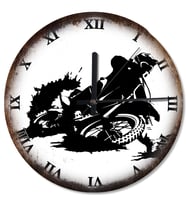 Yarışçı Ve Kros Motor Şekilli Duvar Saati