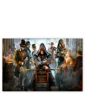 Ahşap Tablo Assassins Creed Eski Meyhanede Bir Sahne