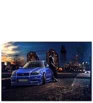 Ahşap Tablo Hızlı Ve Öfkeli Paul Walker Mavi Nissan