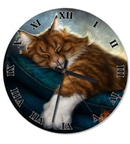 Uyuyan Sarı Kedi Analog Duvar Saati