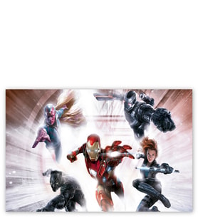 Ahşap Tablo Civil War Iron Man Black Widow Falcon Black Panther