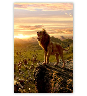 Ahşap Tablo Aslan Kral Simba Gündoğumu