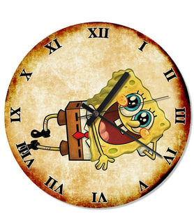 Retro Sünger Bob Sessiz Duvar Saati