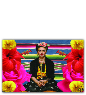 Ahşap Tablo Frida Kahlo Çiçekli