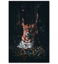Ahşap Tablo Ormanda Oturan Leopar