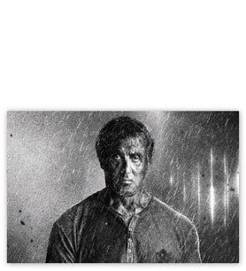 Ahşap Tablo Rambo Last Blood Sylvester Stallone Yağmur Altında
